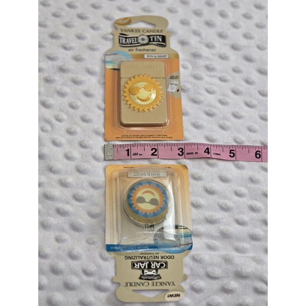 Sun & Sand Travel Tin Lot Of 2 Air Freshener Yankee Candle New Car Jar Set Scent